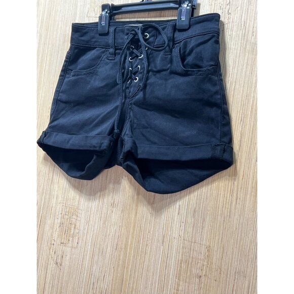 Pacsun - Women's High-Waisted Super Stretch Short Shorts Lace Up - Black - # 23 - Picture 13 of 15